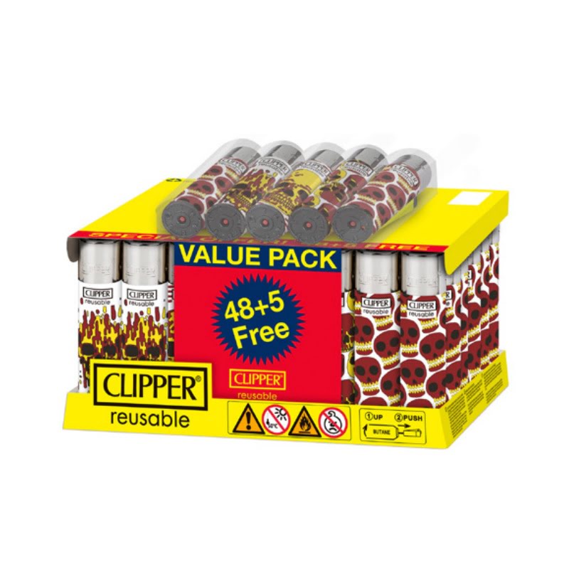 Clipper Lighters Skulls Fire 48ct Clipper Lighters Skulls Fire 48ct