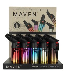 Maven Alpha Chrome Collection Torch Lighter 15ct